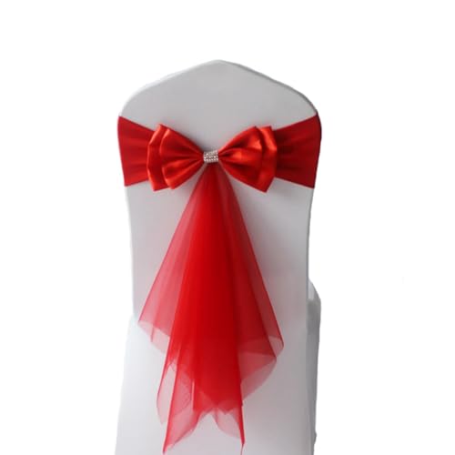 Wisafory Lot de 20 nœuds de chaise de mariage avec strass - Élasticité amovible - En satin -...