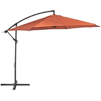 Cheap Vonhaus 3m Banana Parasol Uv30 Garden Cantilever Hanging Umbrella With Crank Mechanism For Outdoor Garden And Patio Burnt Orange Compare Prices For Vonhaus 3m Banana Parasol