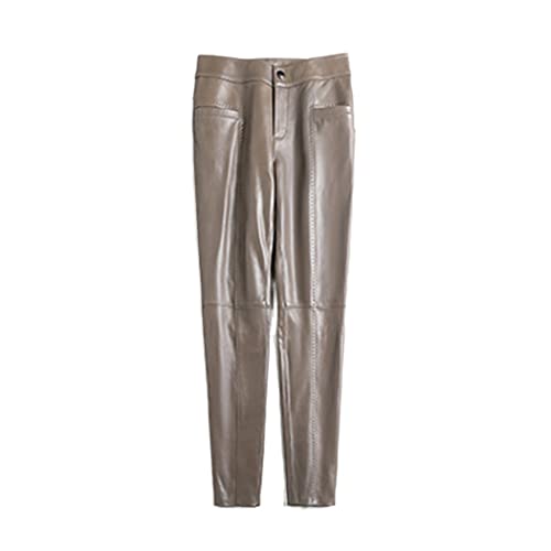 Pantalon en cuir véritable pour femme en peau de mouton haut de gamme