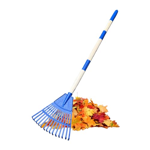Gartenrechen Kinder 86cm | 14 Zinken Rechen Kunststoff Abnehmbar | Leichter Rechen Gartenhilfe für Kinder Spielzeug, Laubsammler für Hof, Camping, Terrasse