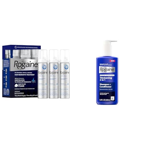 Rogaine for Men 5 Minoxidil Foam for Hair Regrowth Topical Hair Loss Treatment 3 Month Supply 3 Bottles