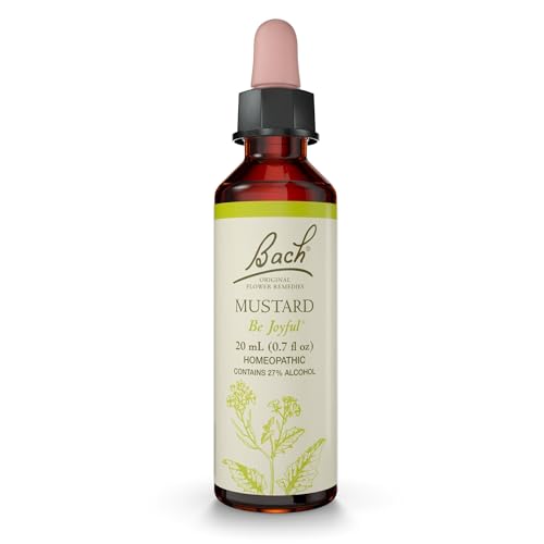 Bach Original Flower Remedies, Mustard - Be Joyful - Natural Homeopathic Flower Essence for Emotional Balance - Vegan, Gluten Free, Sugar Free - 20mL Dropper
