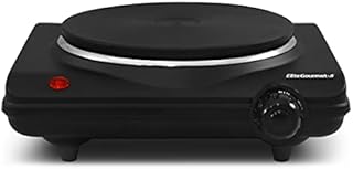 Elite Gourmet ESB-301BF# Countertop Single Flat Burner, Electric Hot Burner, Temperature Controls, Power