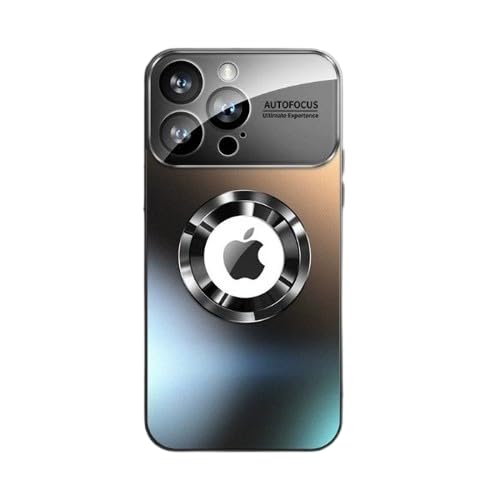 Image of MILLION CASES Back Cover Case for iPhone 15 Pro Shockproof Protective Frosted Glass Window Sheath Case for Men & Boys(Black)
