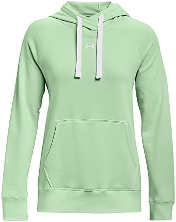 Under Armour Womens Rival Fleece Pull-Over Hoodie , Aqua Foam (335)/White , Medium