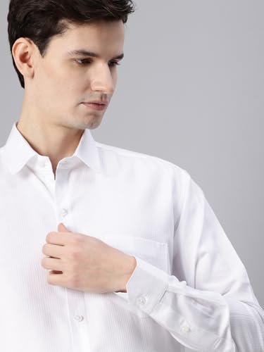 Image of Majestic Man Men's Solid Cotton Blend Textured Wrinkle-Resistant Slim Fit Easy Iron Formal Shirt