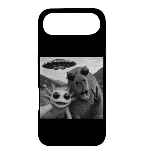 �ʔ���Axolotl and Capybara Selfie UFO �r���e�[�W�ʐ^�~�[�� �X�}�z�P�[�X iPhone Air �p