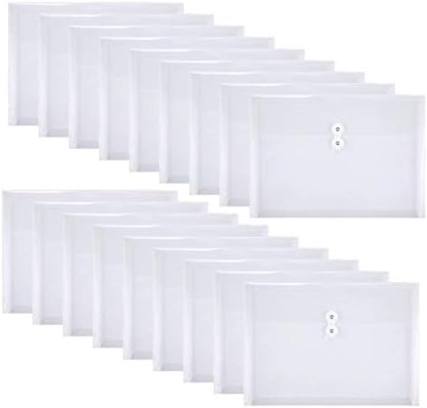 18 Packs Plastics Legal Size Filing Envelopes Clear File Folders with String Closure, 1" Expansion, Expandable Poly Project Paper Documents Organizer for Office School or Home