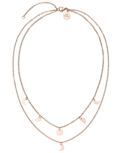 Purelei Luna Kette Damen (Roségold) – Halskette Damen aus langlebigem Edelstahl – Wasserfeste Kette mit Anhänger – 40-45 cm Länge verstellbar – Halskette für deinen individuellen Look