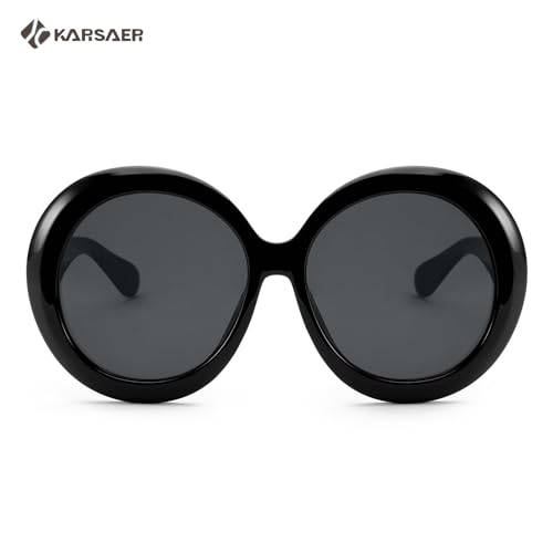 Karsaer Retro Oversized Round Sunglasses Women & Men, 70s 80s Fashion Trendy Big Shades K71553