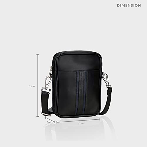 Image of Smith & Blake - Cross Body Bag - Shoulder Messenger Bag - Black Premium Leatherette - Multiple Pockets - 1 Year Warranty - Linea