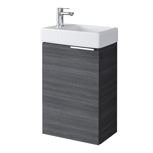 Planetmöbel Lavabo con Armario Inferior, 40 cm, para Cuarto de baño, Aseo de Invitados, Antracita