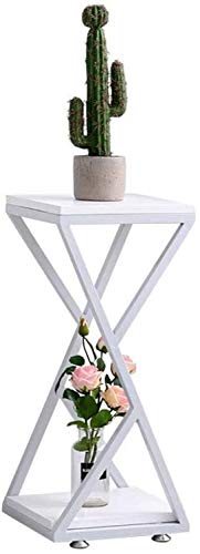 LYYJIAJU TABLE CAFE Living Room Tableau latéral en métal, table de chevet/table pour salon, table basse, petit espace, blanc et noir (couleur : blanc, taille : 30 x 30 x 51 cm)