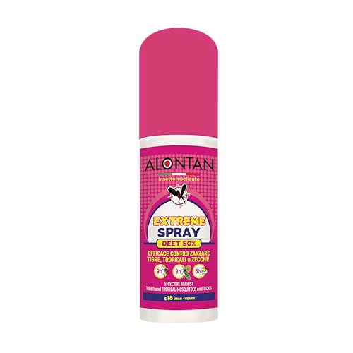 Alontan Spray Extreme Insettorepellente - 75ml - contro zanzare, zecche, fino a 10 ore di protezione, da usare sopra i 18 anni, prodotto biocida a base di DEET 50%