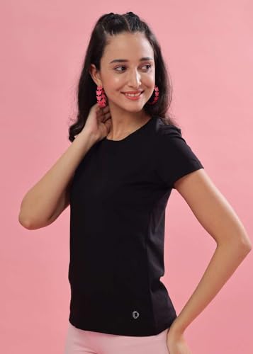 Image of Dollar Women's Solid Stretchable Cotton Round Neck Tshirt