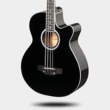 Full Size Acoustic Electric Bass Guitar 4 String Bass Guitar Kit with 4-Band EQ, Special Cutaway Design, Portable Travel Bag, Adjustable Strap, Premium Cable, Picks and Wrench