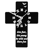 Amosfun Orologio da Parete in Acrilico a Croce Muto, Decorazione Murale per Camera da Letto e Ufficio, Orologio Moderno senza Batteria, Facile da Installare, Cronometraggio Preciso, 1