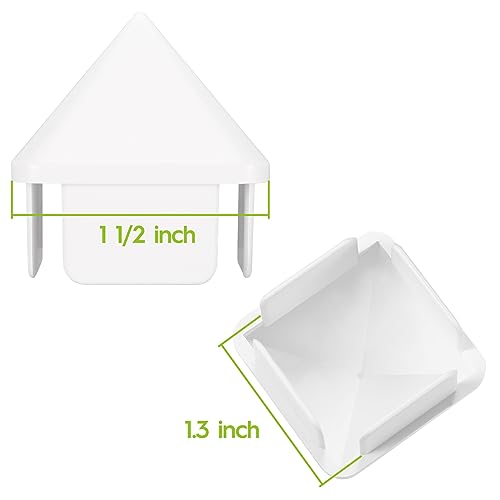 Canomo 1 1/2\" x 1 1/2\" (1.350\" x 1.350\" Inside Dimension) Sharp Vinyl Picket Caps Pyramid Style Vinyl Post Caps Vinyl Fence Caps, White, (24 Pieces)