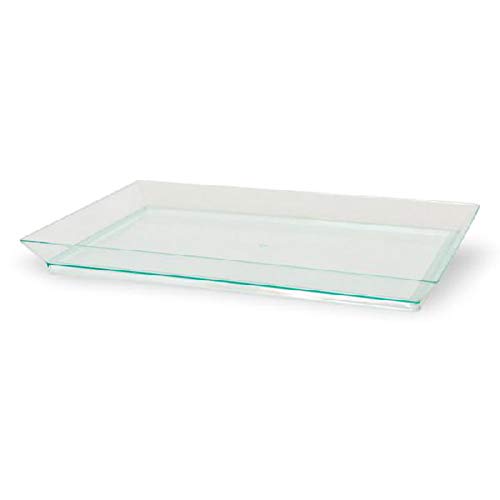 Super Cheap 🛒 Rectangular Transparent Green "Klarity" Tray (Case of 100), PacknWood - Recycled Plastic Food Serving Trays (11 oz, 7" x 5.1") 210KLAR1813
