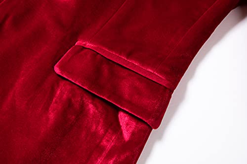 Rongkai Mens Velvet Blazer Slim Fit Fashion Suit Jacket For Wedding Prom Dinner Party Burgundy 3Xl #TOP7
