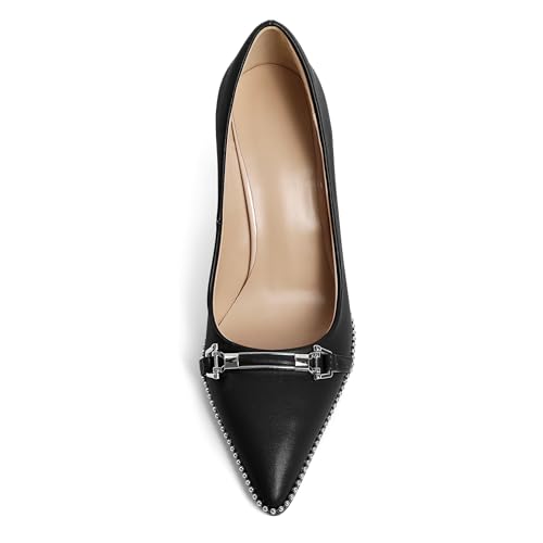 Image of Women's High Heel Pumps Stiletto Heel Pumps for Women Pointed Toe Heels Elegant Classic 3.5 Inch Beaded Pumps