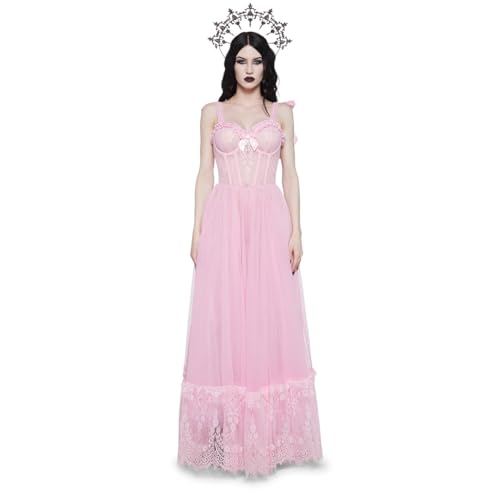chinese dress ladies Unholy Tulle Overlay Layered Ruffle Maxi Dress