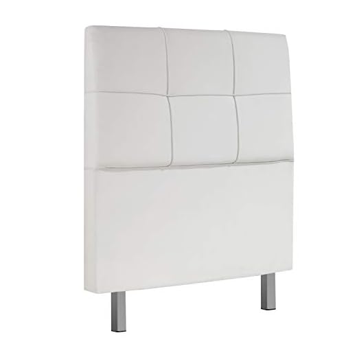 Adec - Chester, Cabecero acolchado de cama de dormitorio individual, cabezal acabado en símil Piel Color Blanco, medidas: 100 cm x 114 cm x 11 cm de ancho