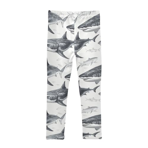Girls Leggings Black Shark Fish Soft Toddler Leggings for Girls Kids Pants Size 4T-10T2