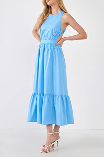 English Factory Women's Elastic Detail Sleeveless Dress Blue #TOP1