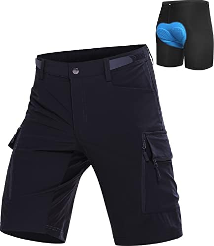 Cycorld MTB-broek herenfietsbroek, sneldrogend MTB-short voor heren, mountainbikebroek, baggy fietsbroek, ademende fietsbroek met verstelbare klittenbandsluitingen, groen, 3XL