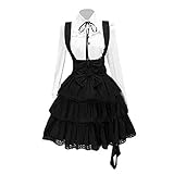DEVIL SHACKLES Medieval Retro Palace Dress Skirt Gothic Lolita for Women Party Bowknot Long Sleeve Cake Dress Black