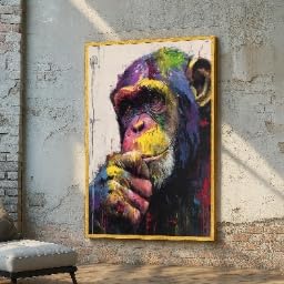 Toile singe expressionniste abstrait aux finitions artistiques soignées