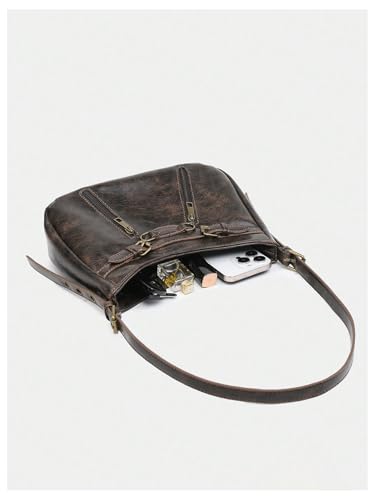 SweatyRocks Women's Retro Leather Shoulder Bags PU Leather Buckle Punk Clutch Purse4