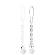 Ryan & Rose Cutie Clip 2 Pack - Pacifier Clip Holder Silicone Judy-White/Judy-Grey