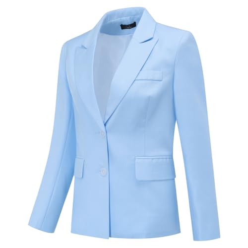 YUNCLOS Women's 2 Piece Office Work Suit Set Two Button Blazer and Pants Blue