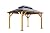 Fir Wood Carport Pavilion Gazebo, Wooden Coated Steel e Canopy with Steel Double Roof, Outdoor Pent Metal Pavilion with Netting for Patio