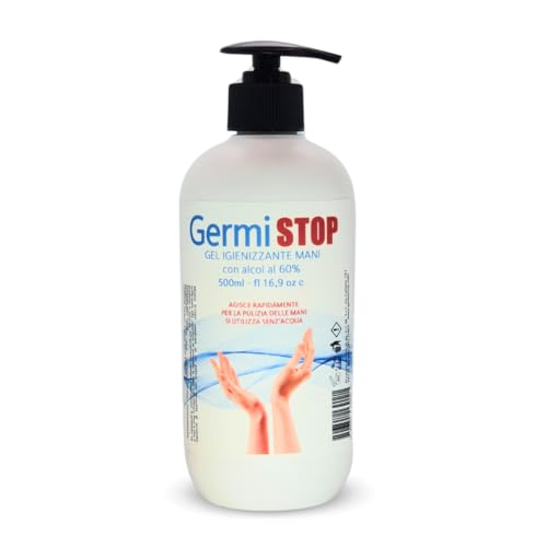 GERMISTOP - Desinfectante de manos 500 ml con alcohol 70% y aloe vera, gel con fórmula potenciada sin aclarado