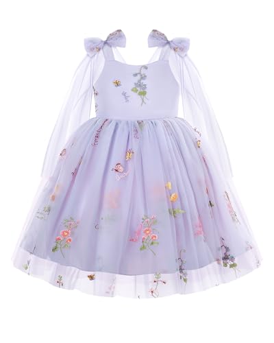 Coedody Toddler Dress Summer Fairy Tulle Girls Dresses for Toddler 3T 4T Princess Flower Girl Dress Birthday Wedding Party Photo