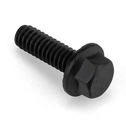 Image of Glvaner 1 /4-20 x 5 /8 inch (25 pcs) Stainless Steel Serrated Flanged Hex Head Bolts Bolts, 18-8 (304) Stainless Steel, Full Thread, Black Coated