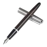 JINHAO 51A Solid Wooden Body Stainless Steel Cap F Nib Fountain Pen (Ebony Wood)