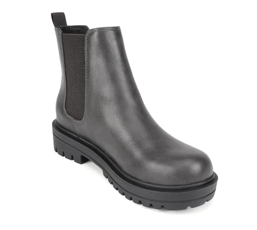 Image of Soda Pilot ~ Women Lug Sole Low Heel Chelsea Fashion Ankle Bootie w /Double Elastic Gore