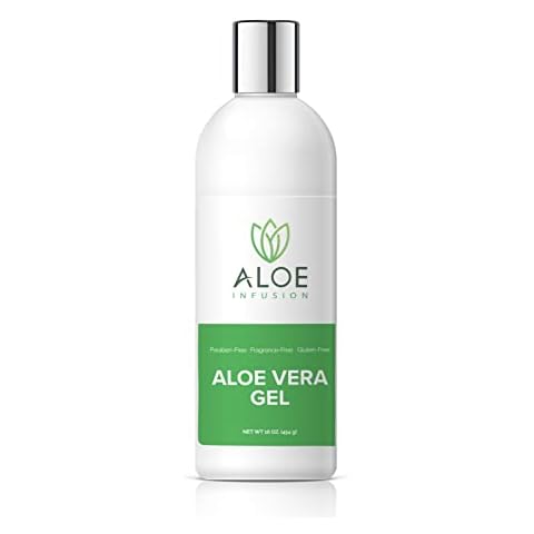 Aloe Infusion Organic Aloe Vera Gel - Deeply Hydrating, Skin Nourishing After Sun Skin Care for Face, Body and Hair - Sunburn, Redness and Itchy Skin Relief - USA-Tested - 16 Oz Cover