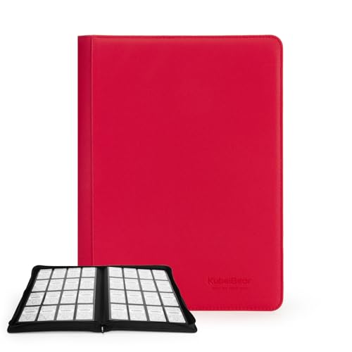 Image of Card Binder - 1024 Capacity, Zippered Trading Card Holder for MTG, Sports & Collectible Cards - Acid-Free, Durable & Travel-Friendly Storage (Red dots, 16 Pocket)