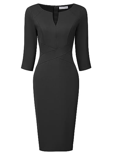 Women's Funeral Sheath Dress Knee Length Work Pencil Dresses