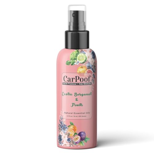 Car Air Freshener natural non toxic for Clean Fresh Car, 2.5 oz Travel Size, Car Odor Eliminator, natural scents, Travel Size 2.5 oz, Exotic Bergamot and Fruits