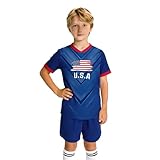 24/25/26 USA Flag Soccer Jersey Kit for Kids Youth Boys Girls Practice Outfits Fans Gift Sports Uniforms SShirt and Shorts Sets 13-14Y