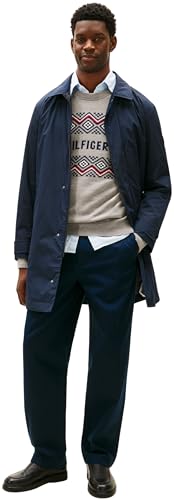 Tommy Hilfiger Abrigo de hombre LW PACKABLE CARCOAT MW0MW42569 Otros Abrigos, Azul, L, Azul (Cielo Desierto), L