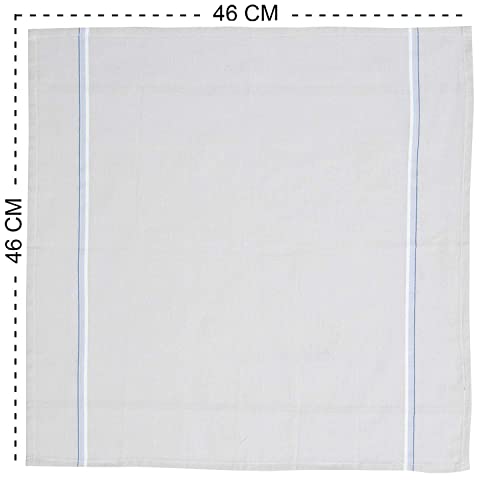 Caruso Italy Men's Premium 100% Pure Cotton Handkerchief Colored Border - (44 x 44 cm)