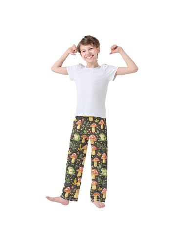 ZZKKO Frog Mushroom Leaves Boys Pants for Kids Jogger Pants with Pockets S3