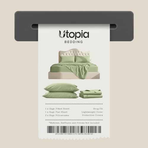 Image of Utopia Bedding Queen Size Sheet Set - 4 Piece Bed Sheets, Soft and Breathable Microfiber, Includes 1 Fitted Sheet, 1 Flat Sheet and 2 Pillowcases - Oeko Tex (Sage)